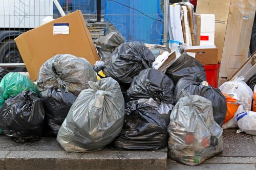 Various types of construction waste ready for clearance